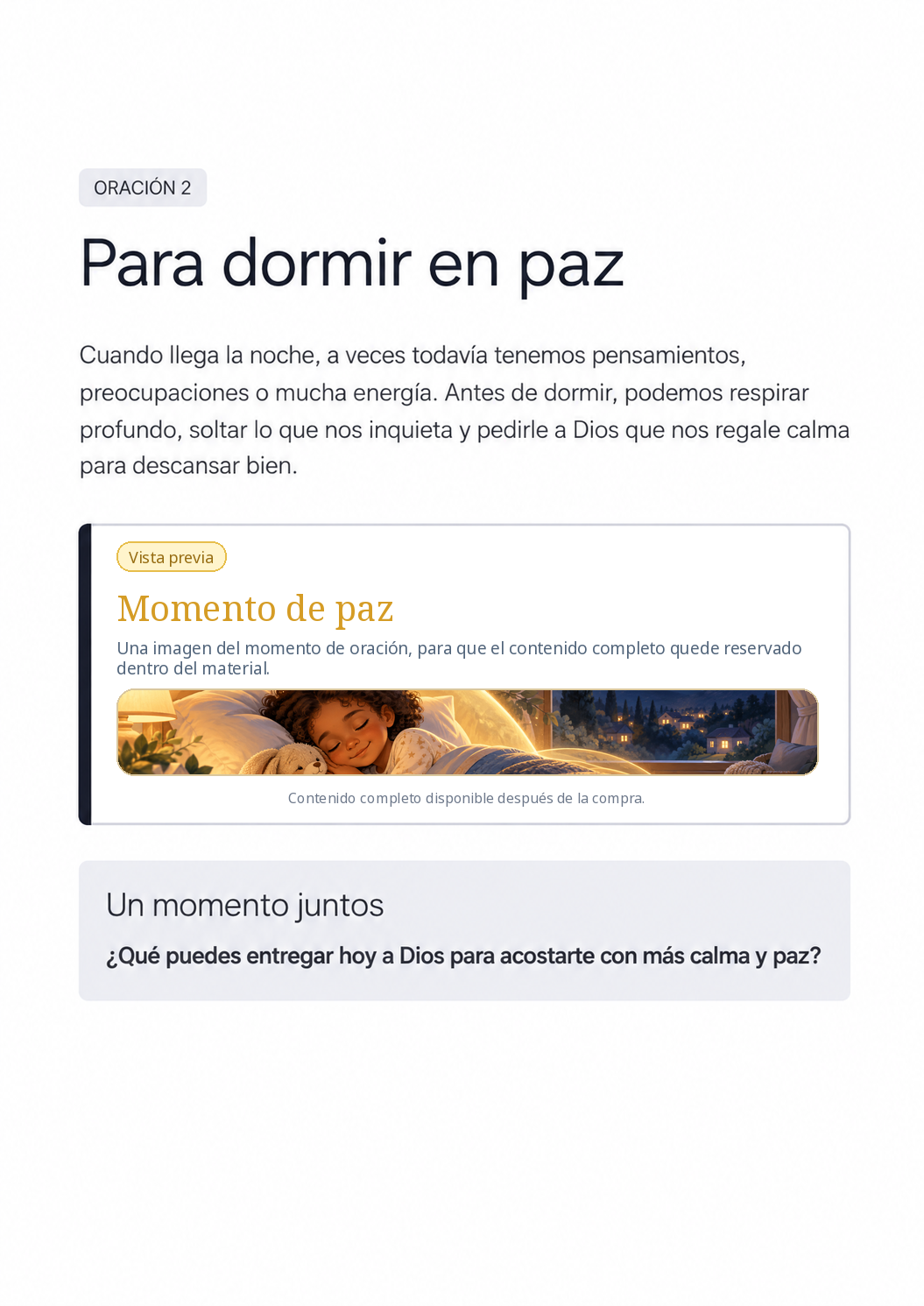 Oración 2: Para dormir en paz